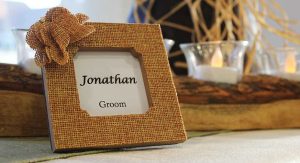 A photo frame saying Jonathan groom